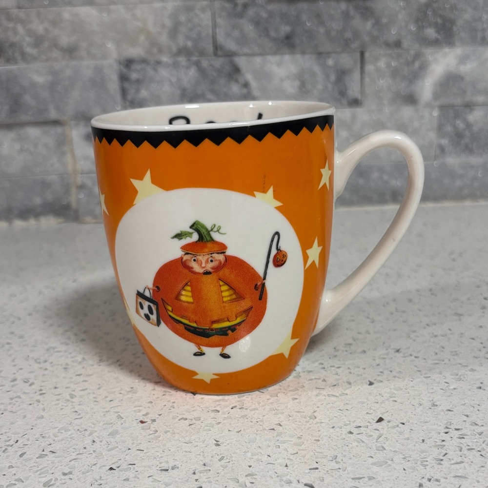 Rare Lori Mitchell Boo Jack-O-Lantern Trick or Treat Ware Halloween Mug Pumpkin